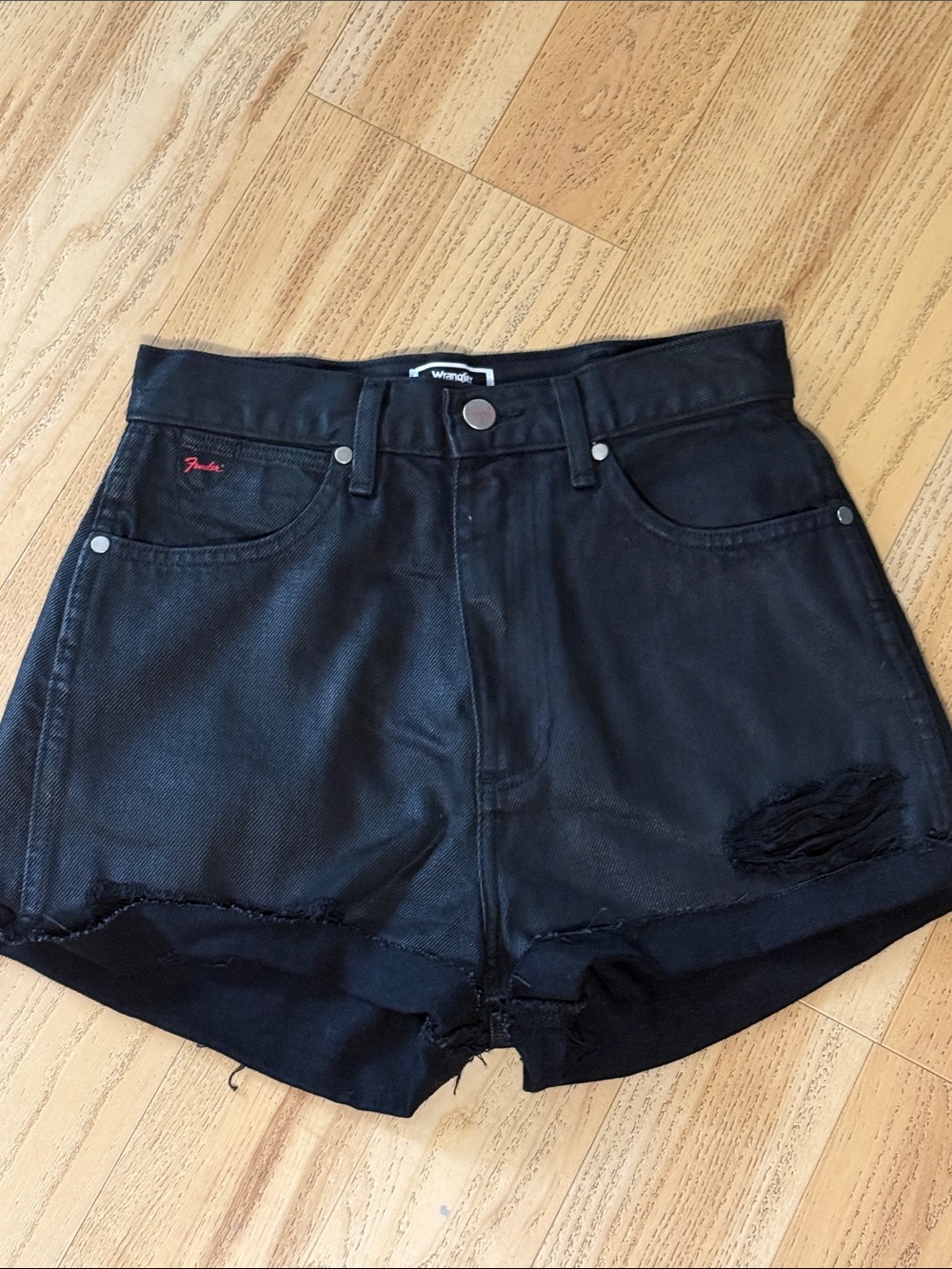 Wrangler Black High-Waist Distressed Women's Shorts